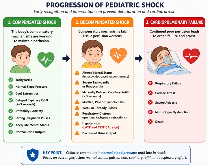 Progression of pediatric shock